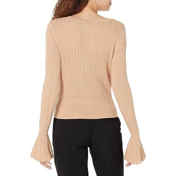 Paige Alvida Silk Cardigan Womens XS Beige Classic Dainty Boho Preppy Academia - Picture 5 of 16